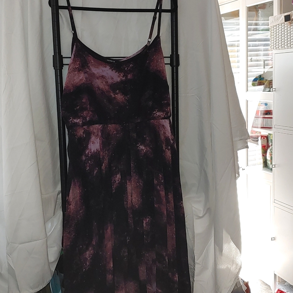 Tie-Dye Spaghetti Strap Maxi Dress in Purple and Black
